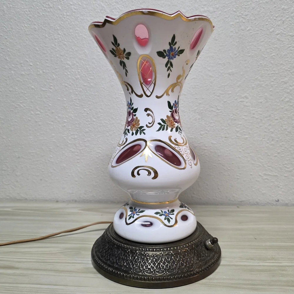Bohemian Czech Glass Vintage Lamp
